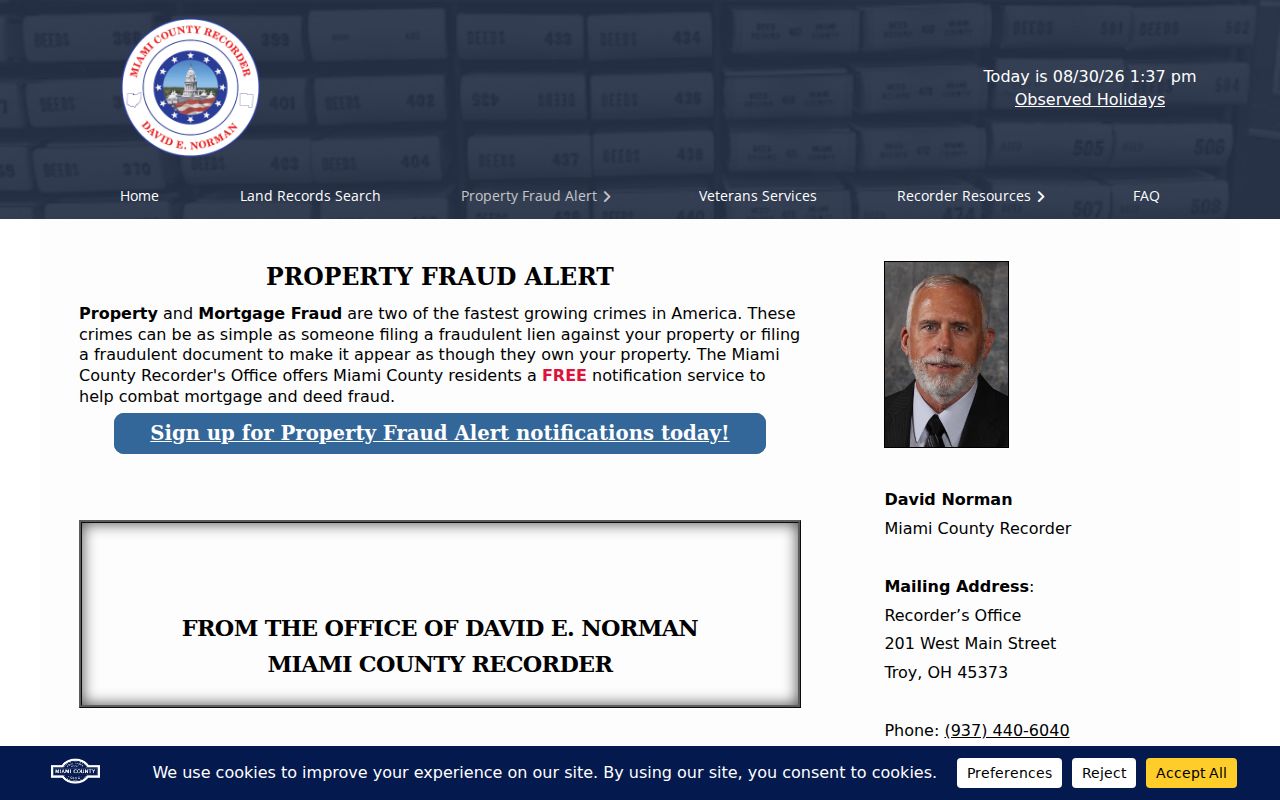 Troy neighbors Miami County Recorder property fraud alert