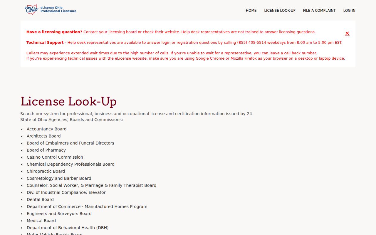 Troy resident lookup Ohio professional license search