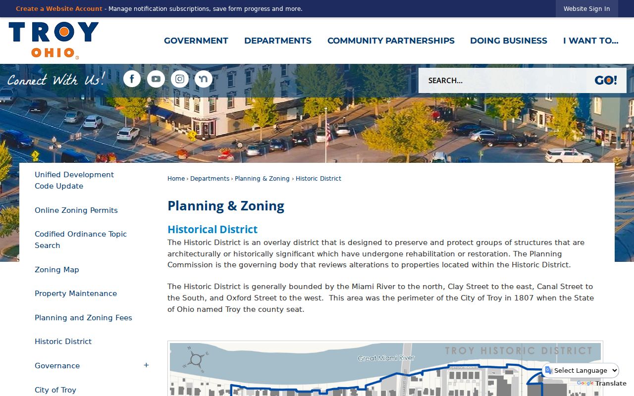 Troy ZIP code directory comparison with Historic District boundaries